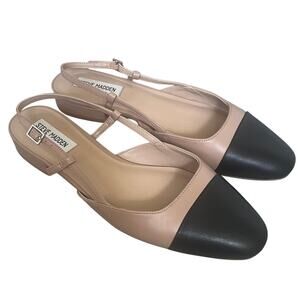 Steve Madden 'Belinda' Women's 10M Leather Cap Toe Slingback Flat Shoe
